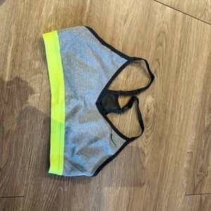 Nike Gray and Neon Yellow Sports Bra